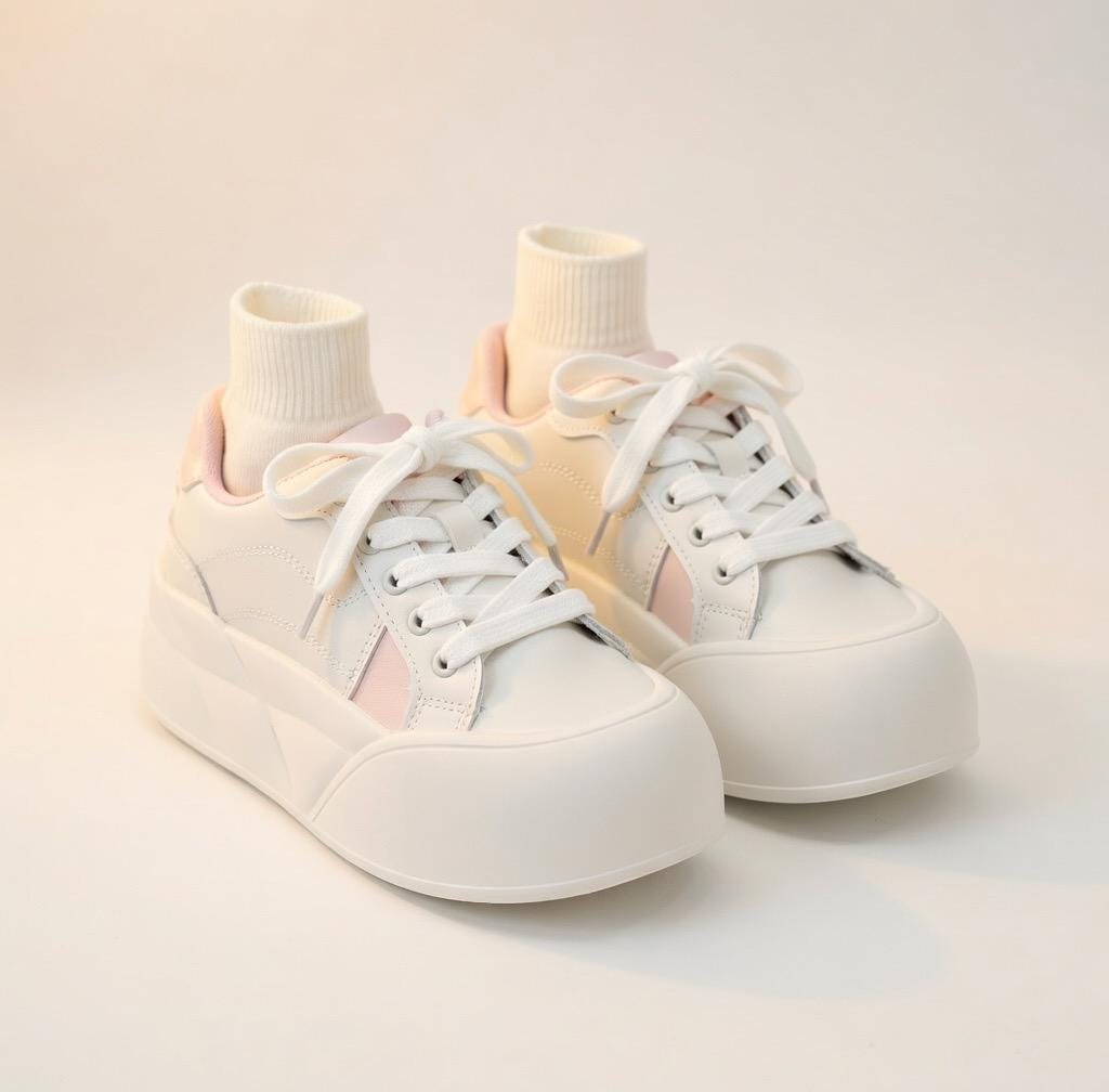 SoftSlipsy Kawaii Bow Star Platform Sneakers | Soft Girl, Korean Style Chunky Trainers