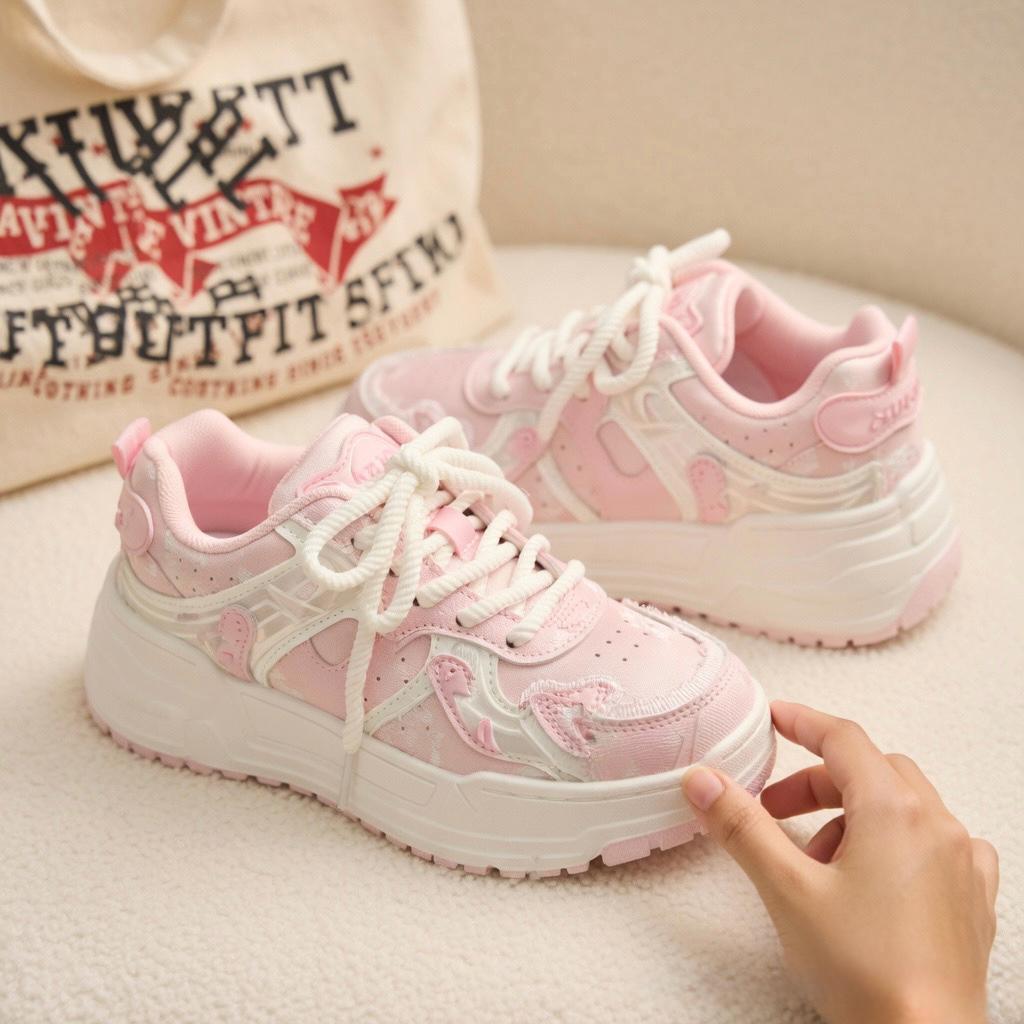 SoftSlipsy Pink Heart Platform Sneakers | Y2K Chunky Trainers (+8CM Height)