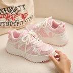 SoftSlipsy Pink Heart Platform Sneakers | Y2K Chunky Trainers (+8CM Height)
