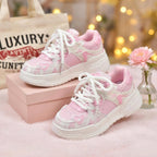 SoftSlipsy Pink Heart Platform Sneakers | Y2K Chunky Trainers (+8CM Height)