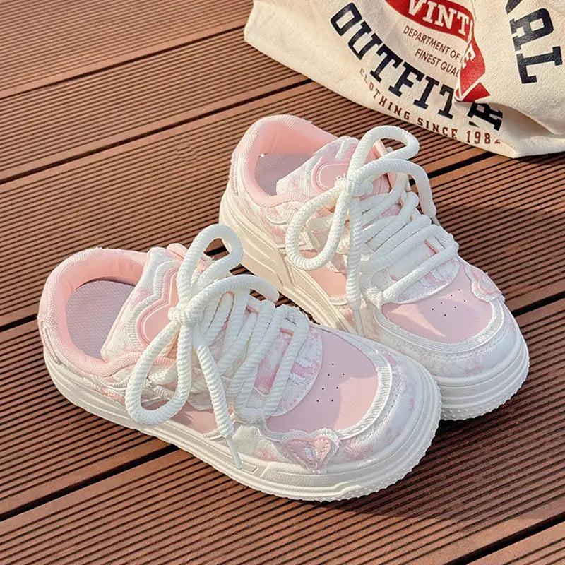 SoftSlipsy Pink Heart Platform Sneakers | Y2K Chunky Trainers (+8CM Height)
