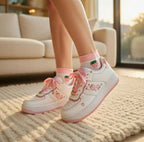 SoftSlipsy Peach Heart Platform Sneakers | +8CM Height Boost, Soft Girl Trainers