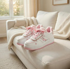 SoftSlipsy Peach Heart Platform Sneakers | +8CM Height Boost, Soft Girl Trainers