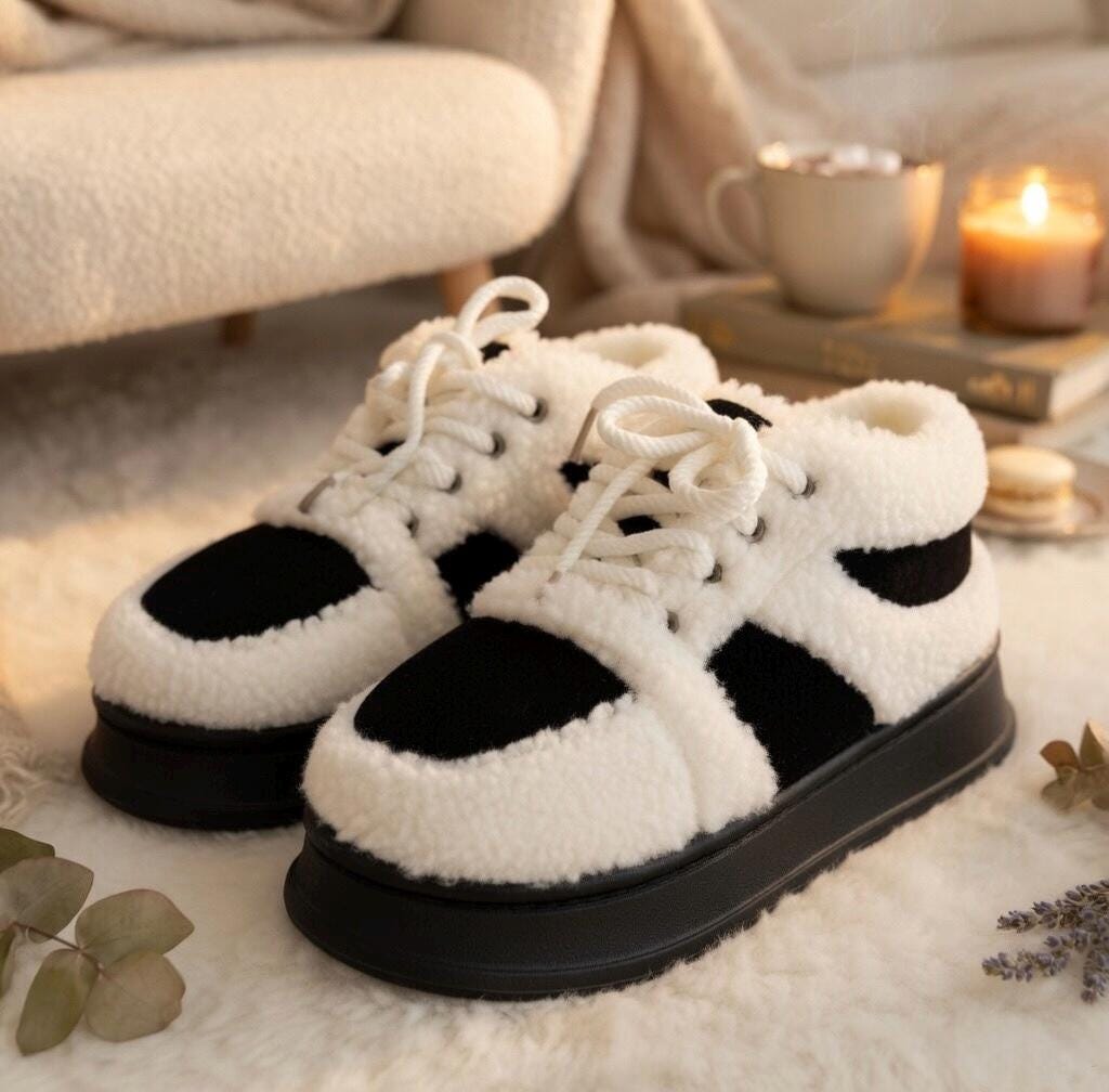 SoftSlipsy Cozy Sherpa Platform Sneakers | Fleece Lined Winter Trainers for Women