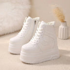 SoftSlipsy Women's White Chunky Platform Sneakers | +14CM Height Increasing Trainers