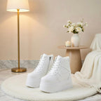 SoftSlipsy Women's White Chunky Platform Sneakers | +14CM Height Increasing Trainers