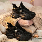 SoftSlipsy Black Platform Sneakers Women | Chunky Edgy Street Style Trainers (+14CM Height)
