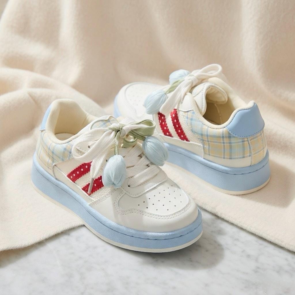 SoftSlipsy Tulip Mesh Platform Sneakers for Women | Breathable Cute Casual Sneakers | Soft Girl Lace Up Shoes | Lightweight Daily Trainers