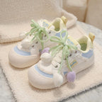 SoftSlipsy Tulip Platform Sneakers Women | Cute Korean Style Mesh Sneakers | Thick Sole Casual Shoes | Soft Girl Lace Up Trainers