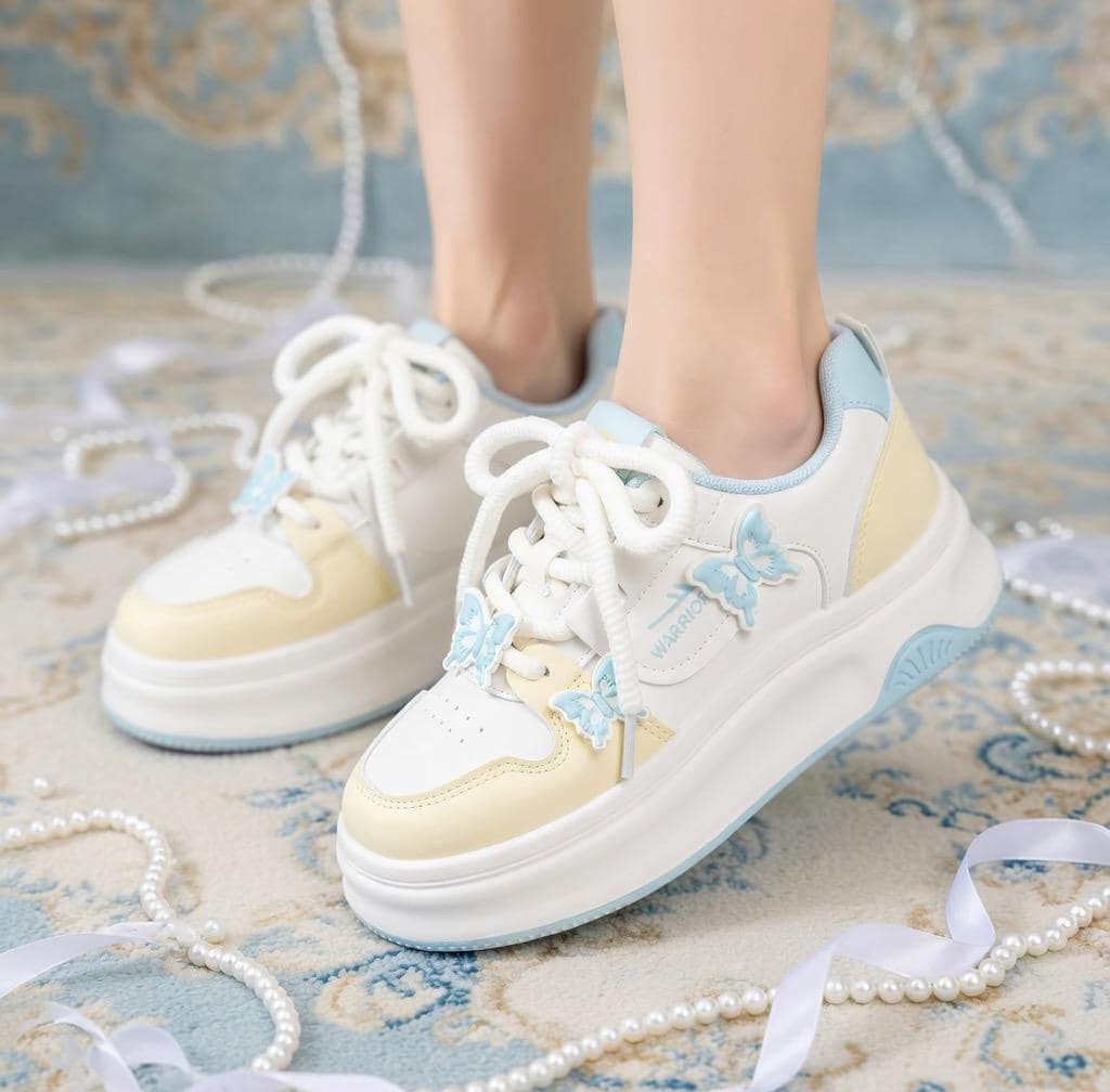 SoftSlipsy butterfly Platform Sneakers Women | Butterfly Floral Chunky Trainers