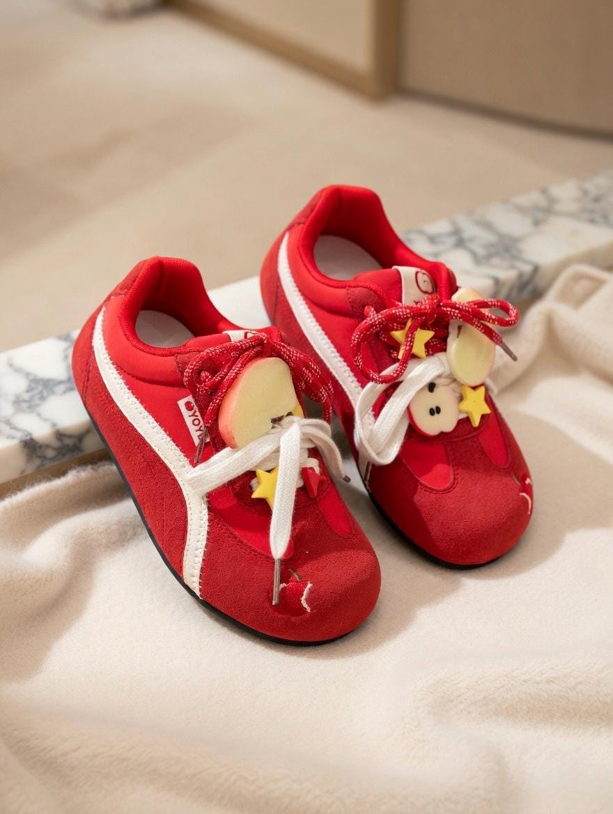 SoftSlipsy Red Apple Platform Sneakers | Korean Style Kawaii Trainers (3–5cm Platform)