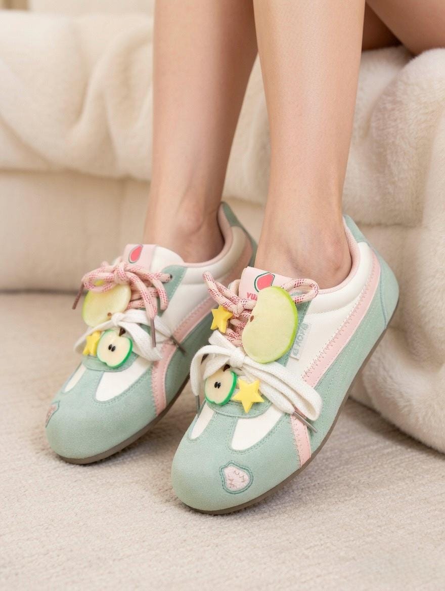 SoftSlipsy Red Apple Platform Sneakers | Korean Style Kawaii Trainers (3–5cm Platform)