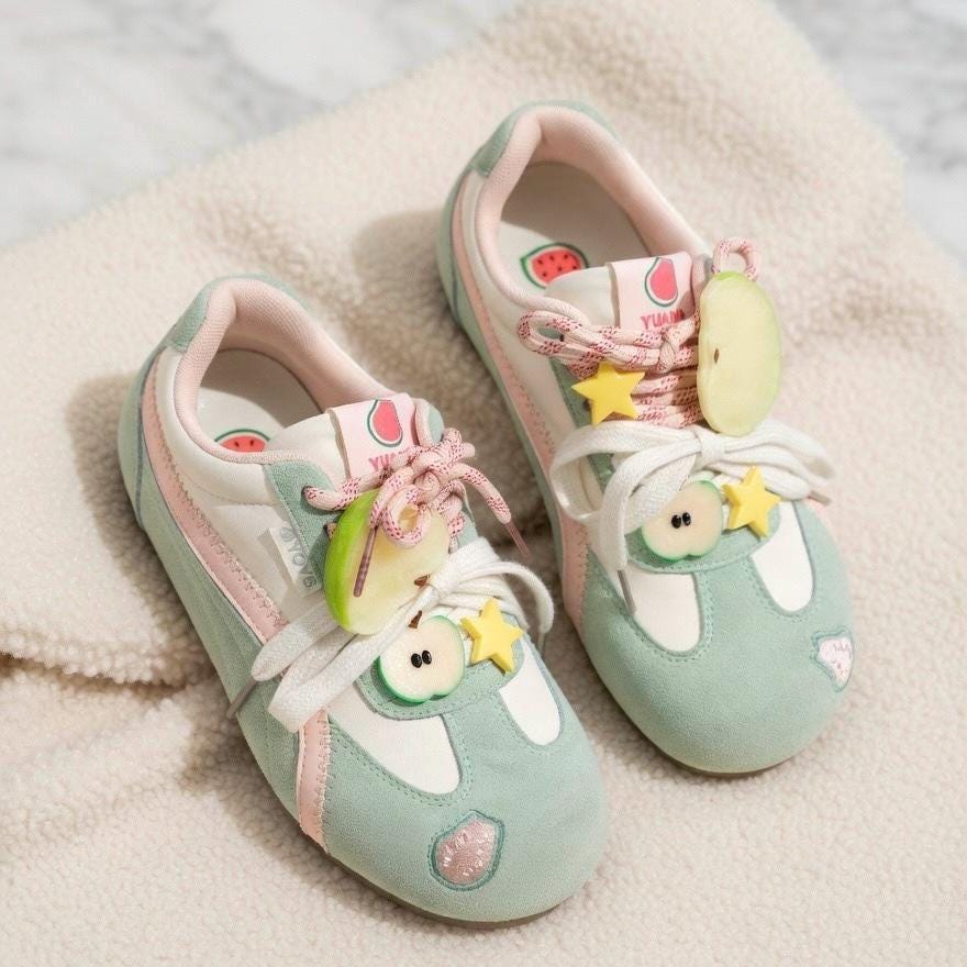 SoftSlipsy Red Apple Platform Sneakers | Korean Style Kawaii Trainers (3–5cm Platform)