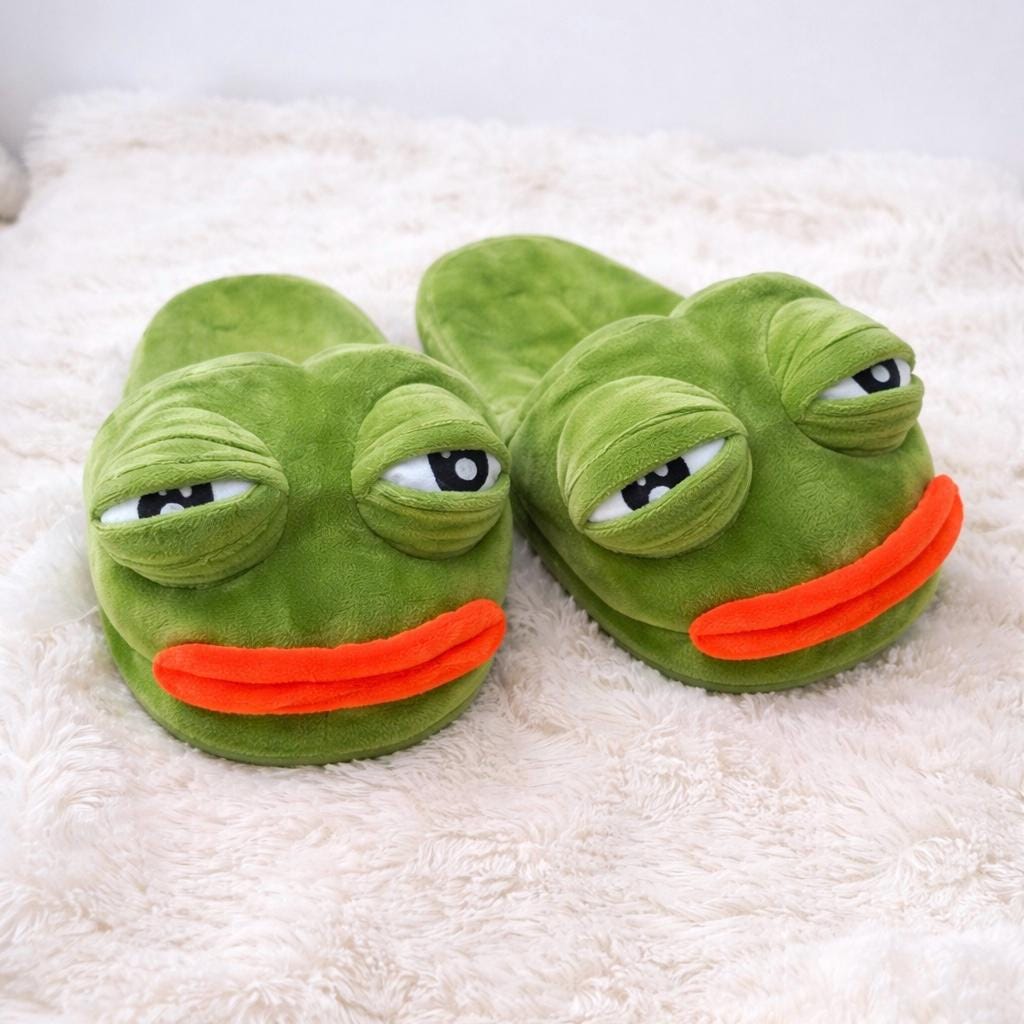 Funny Frog Slippers with Adjustable Eyes | Plush Animal House Shoes | SoftSlipsy