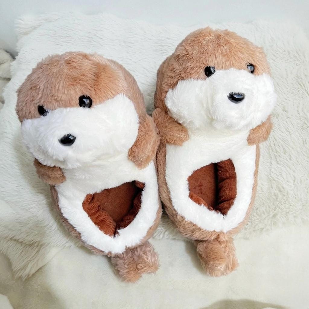Plush Baby Otter Slippers | Cozy Animal House Shoes, Warm Non-Slip Indoor Footwear | SoftSlipsy
