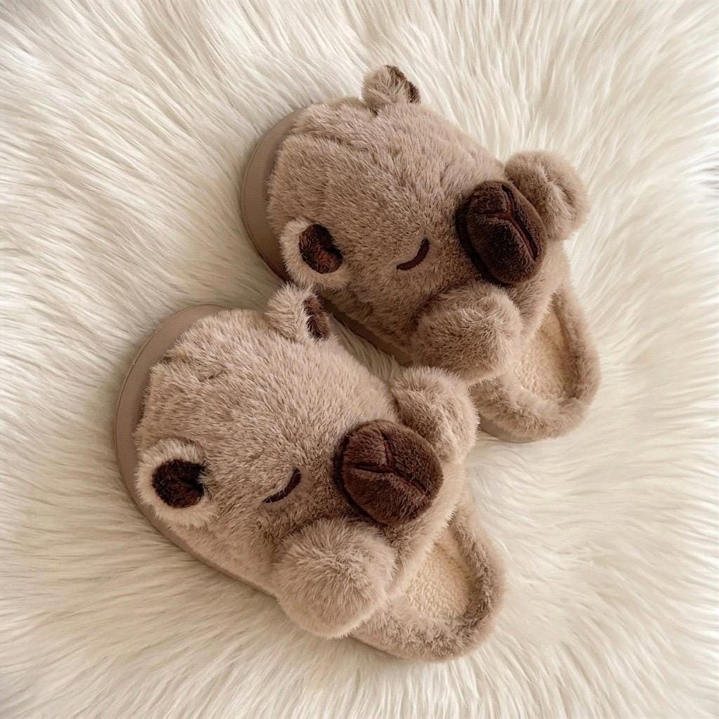 Plush Capybara Slippers | Cozy Animal House Shoes, Winter Warmth | SoftSlipsy