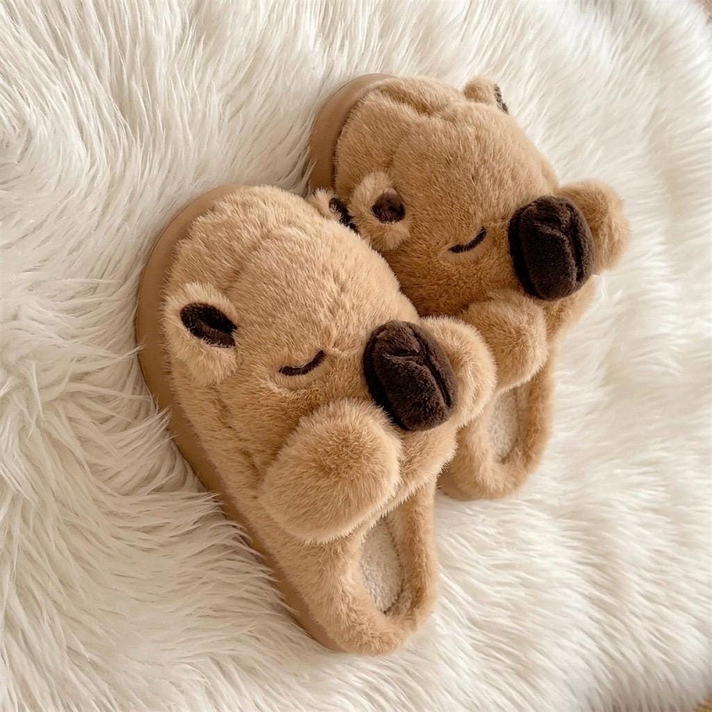 Plush Capybara Slippers | Cozy Animal House Shoes, Winter Warmth | SoftSlipsy