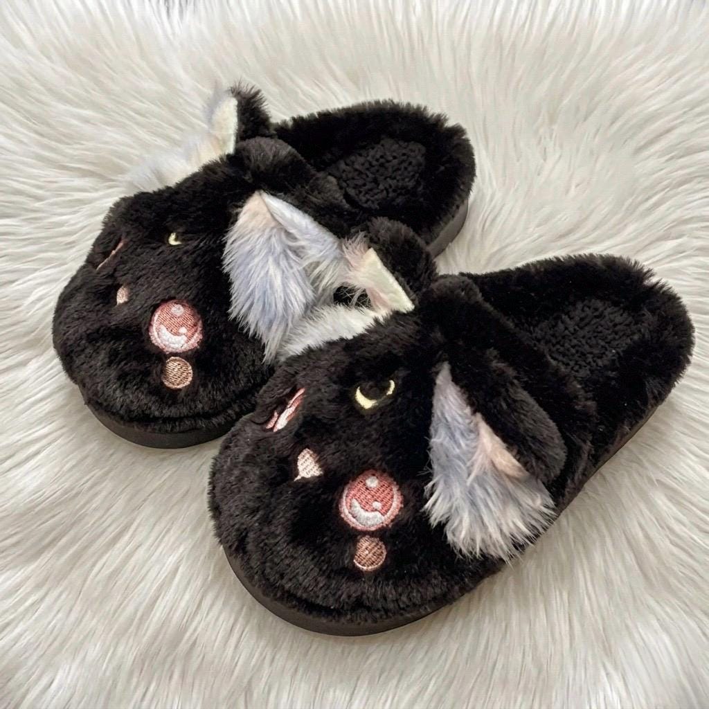 Plush Kitten Slippers | Cozy Rainbow Cat House Shoes, Winter Warmth | SoftSlipsy