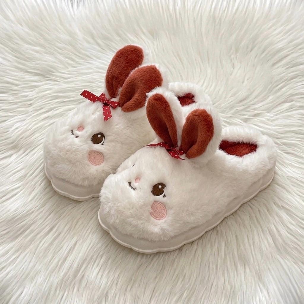 Plush Bunny Slippers | Cozy Rabbit House Shoes, Winter Warmth | SoftSlipsy