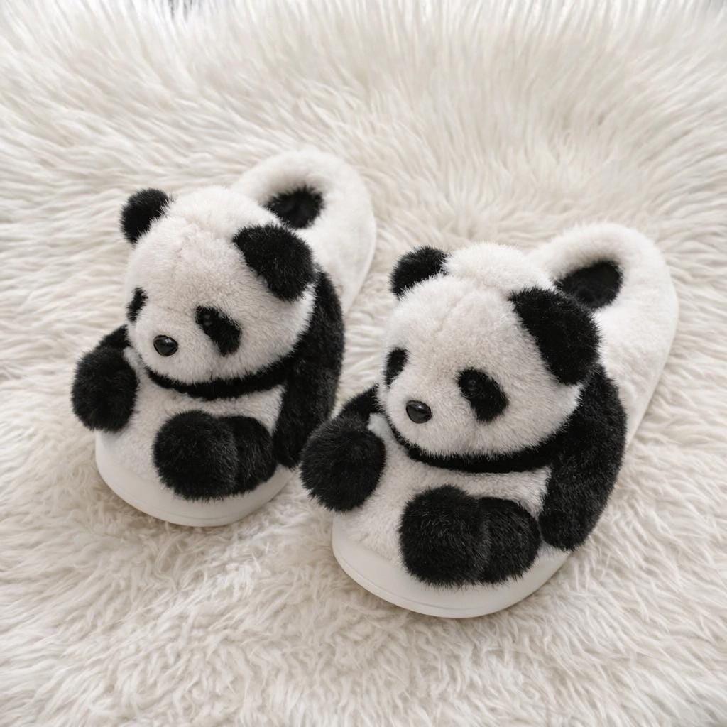 Plush Panda Slippers | Soft Warm Cartoon Animal House Shoes | SoftSlipsy