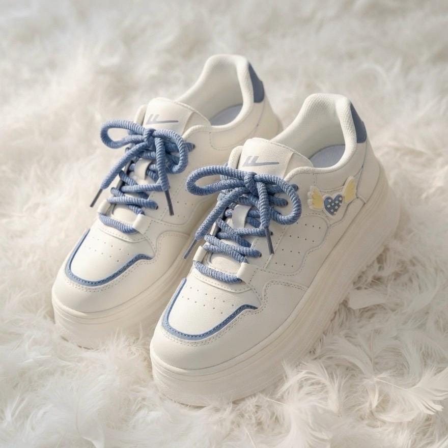 SoftSlipsy Women's Bow Platform Sneakers | Korean Style Chunky Trainers (+8CM Height)
