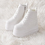 SoftSlipsy Women's White Chunky Platform Sneakers | +14CM Height Increasing Trainers