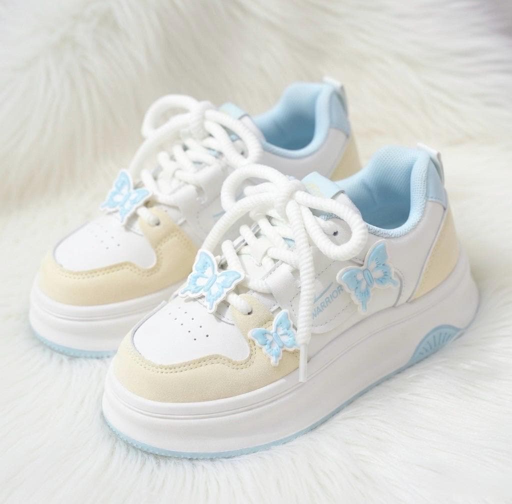 SoftSlipsy butterfly Platform Sneakers Women | Butterfly Floral Chunky Trainers
