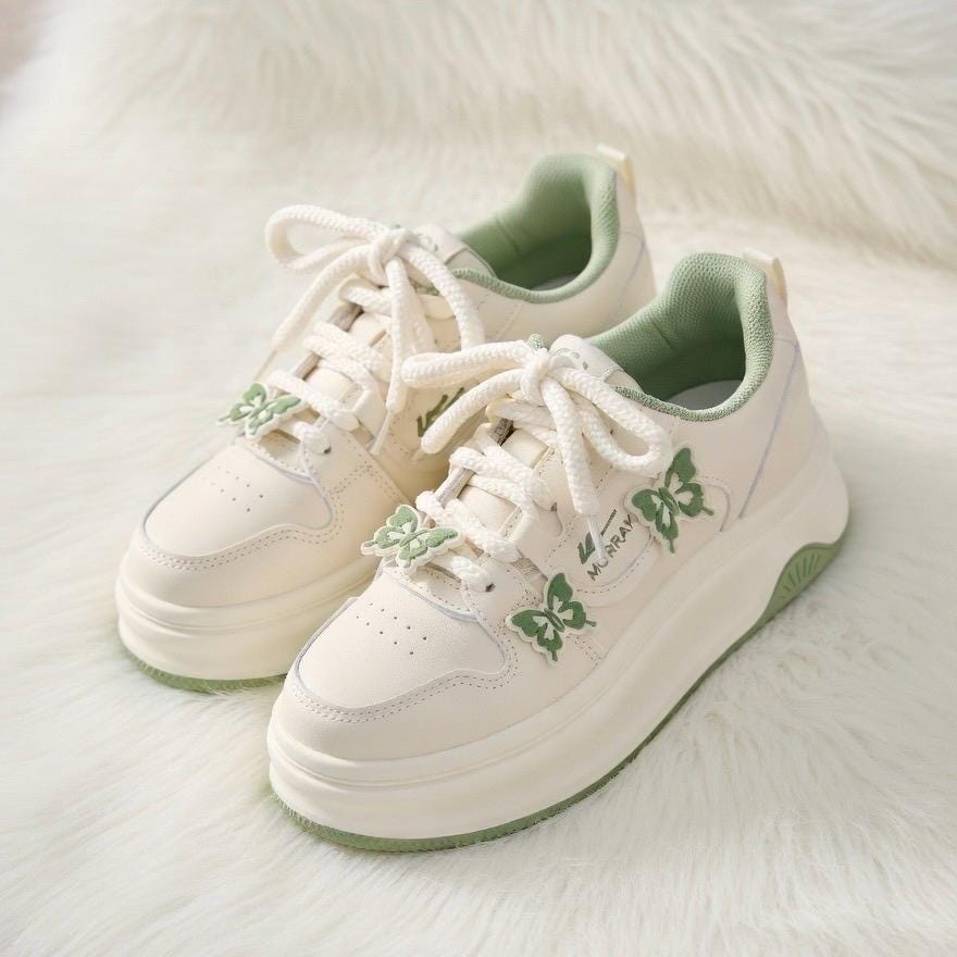 SoftSlipsy butterfly Platform Sneakers Women | Butterfly Floral Chunky Trainers