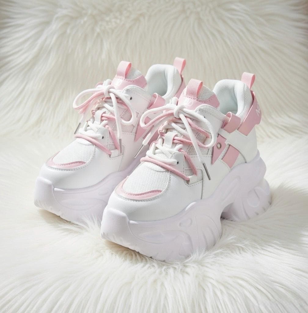 SoftSlipsy 10.5CM. Chunky Platform Sneakers Women, Height Increasing, White Korean Streetwear Trainers