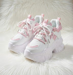 SoftSlipsy 10.5CM. Chunky Platform Sneakers Women, Height Increasing, White Korean Streetwear Trainers