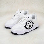 SoftSlipsy Cat Paw Platform Sneakers | White Chunky Kawaii Trainers, Korean Streetwear