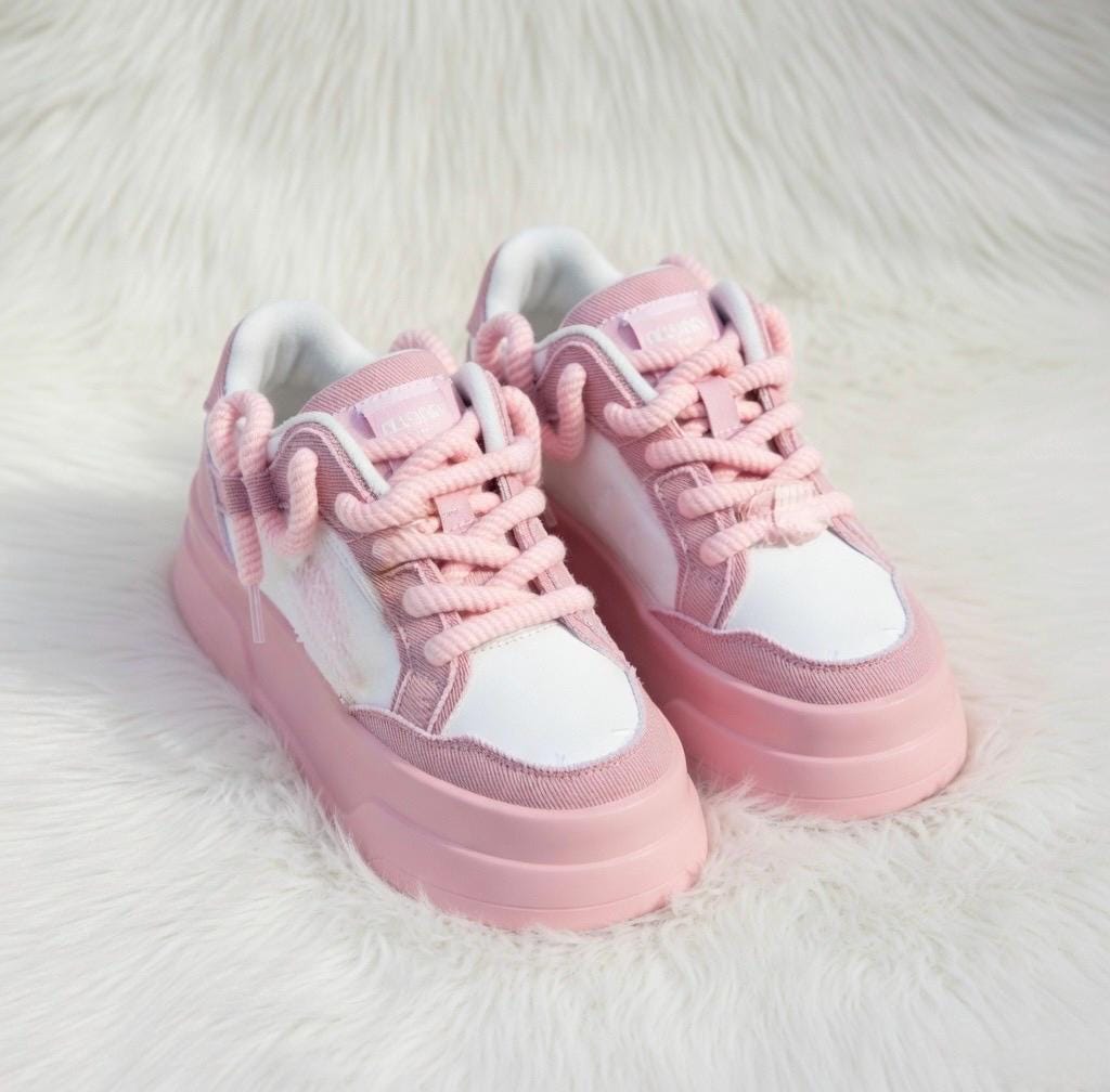 SoftSlipsy Blue Denim Platform Sneakers Women | Chunky Sole Skate Trainers Streetwear