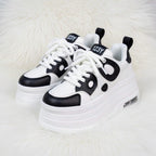 SoftSlipsy Women's Panda Platform Sneakers: Chunky Sole, Korean Style Trainers