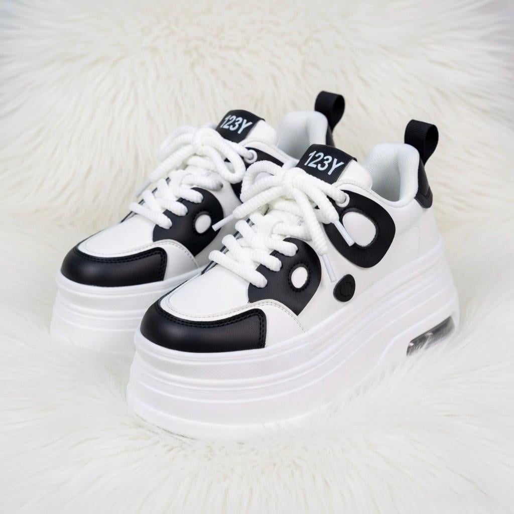 SoftSlipsy Women's Panda Platform Sneakers: Chunky Sole, Korean Style Trainers