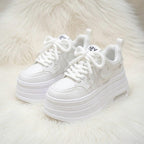 SoftSlipsy Women's Panda Platform Sneakers: Chunky Sole, Korean Style Trainers
