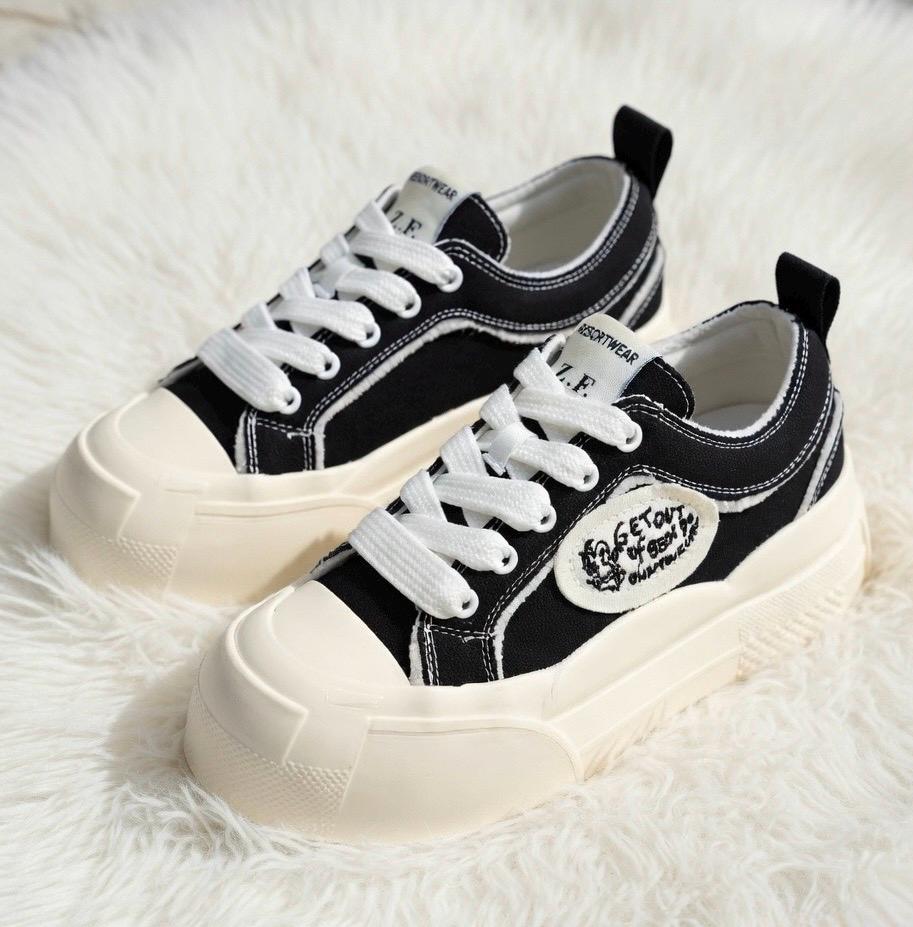 SoftSlipsy Canvas Platform Sneakers Women Thick Sole Casual Trainers Soft Girl Everyday Shoes