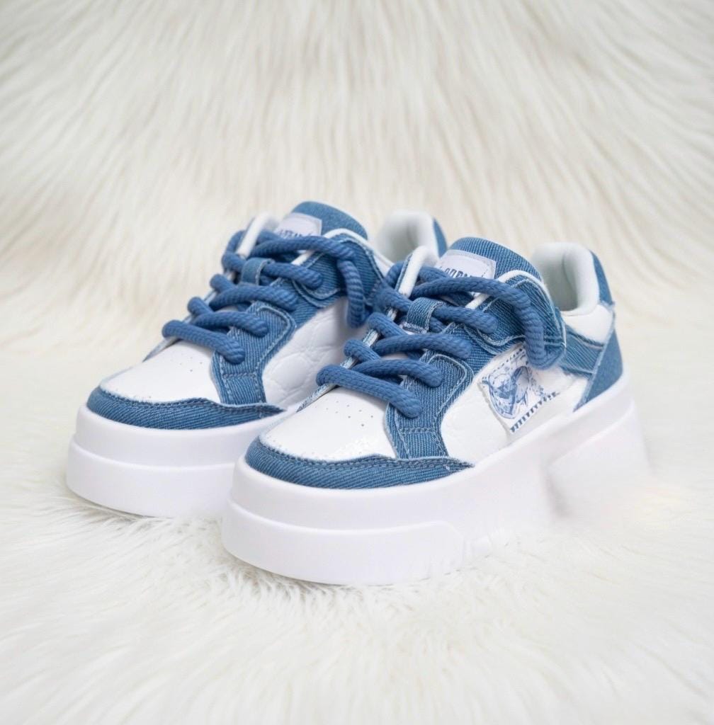 SoftSlipsy Denim Platform Sneakers Women Chunky Sole Skate Trainers Streetwear Casual Shoes