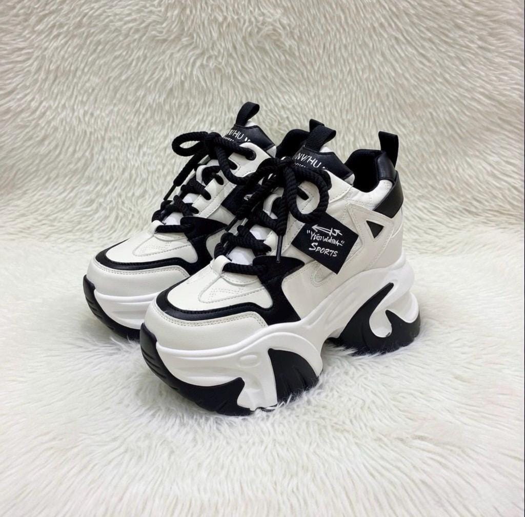 SoftSlipsy High Platform Sneakers Women Chunky Sole Trainers Height Boost Fashion Streetwear Shoes.