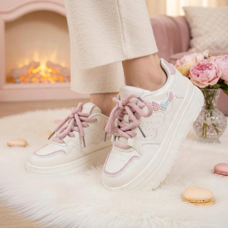 SoftSlipsy Women's Bow Platform Sneakers | Korean Style Chunky Trainers (+8CM Height)
