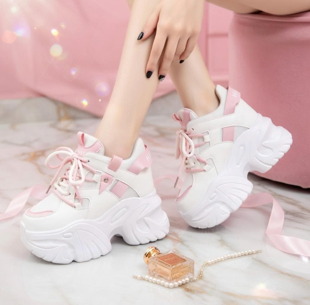 SoftSlipsy Chunky Platform Sneakers Women: Black Korean Style Height Increasing Trainers