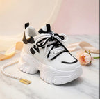 SoftSlipsy Chunky Platform Sneakers Women: Black Korean Style Height Increasing Trainers
