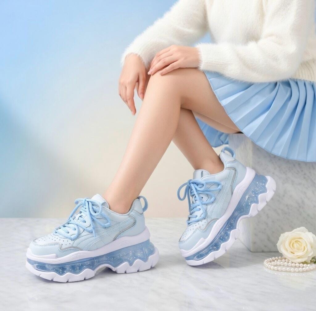 SoftSlipsy Women's Platform Sneakers, Air Cushion Sole, Height Increasing Trainers