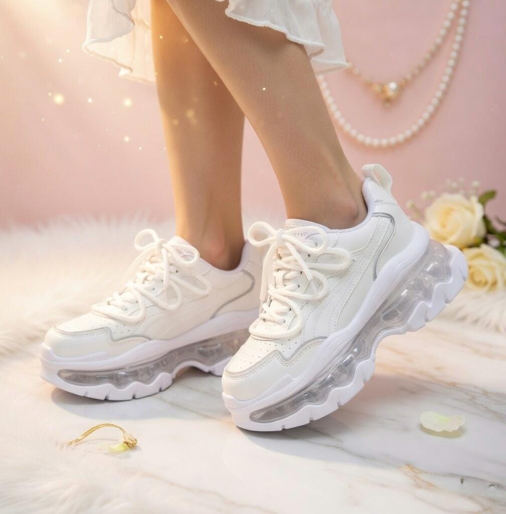 SoftSlipsy Women's Platform Sneakers, Air Cushion Sole, Height Increasing Trainers