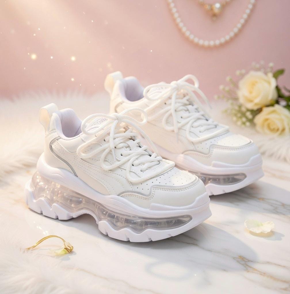 SoftSlipsy Women's Platform Sneakers, Air Cushion Sole, Height Increasing Trainers