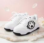 SoftSlipsy Cat Paw Platform Sneakers | White Chunky Kawaii Trainers, Korean Streetwear