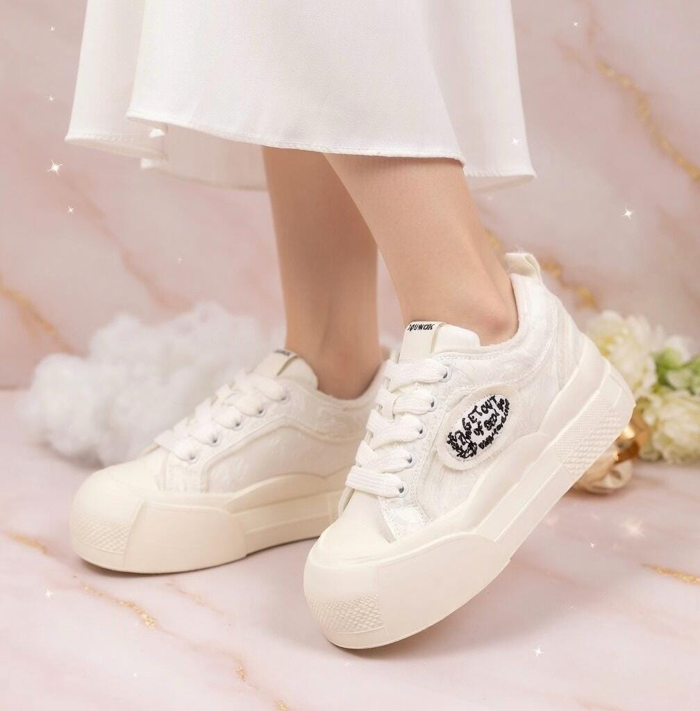 SoftSlipsy Women's Canvas Chunky Platform Sneakers – Lightweight Everyday Trainers