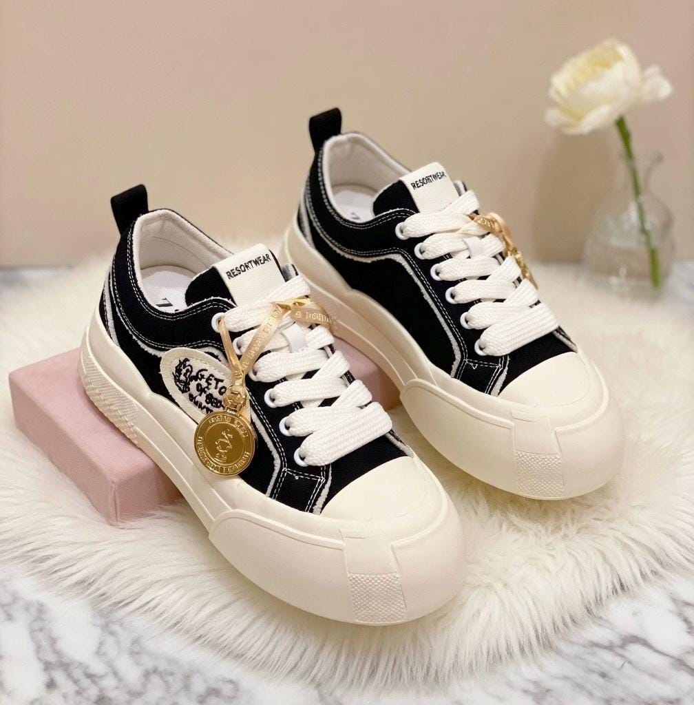 SoftSlipsy Canvas Platform Sneakers Women Thick Sole Casual Trainers Soft Girl Everyday Shoes