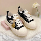 SoftSlipsy White Canvas Platform Sneakers Women – Thick Sole Casual Trainers, Soft Girl Style Shoes