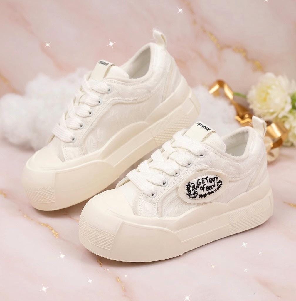 SoftSlipsy Canvas Platform Sneakers Women Thick Sole Casual Trainers Soft Girl Everyday Shoes