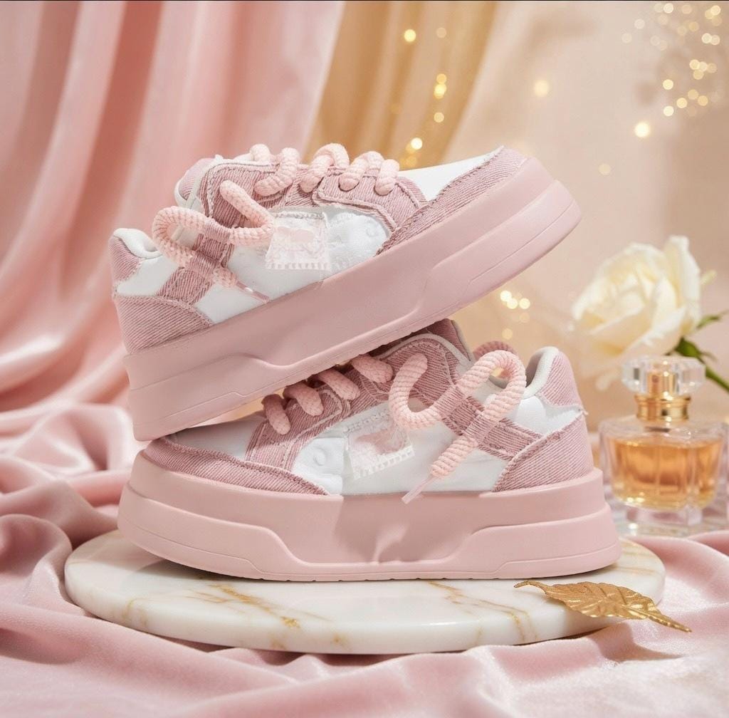 SoftSlipsy Denim Platform Sneakers Women Chunky Sole Skate Trainers Streetwear Casual Shoes